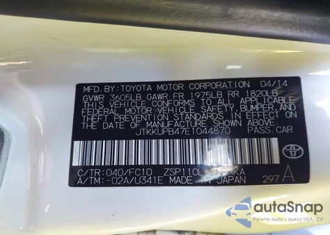 2014 Scion Xd from USA, damaged, VIN JTKKUPB47E1044870